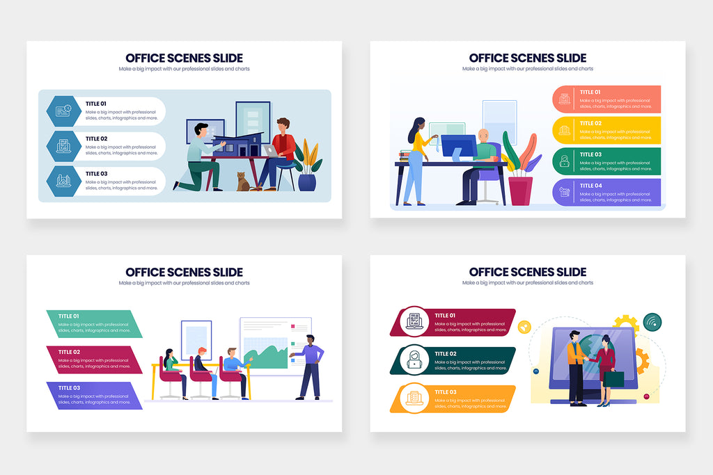 Office Scene Infographics for PowerPoint, Keynote, Google Slides and Illustrator