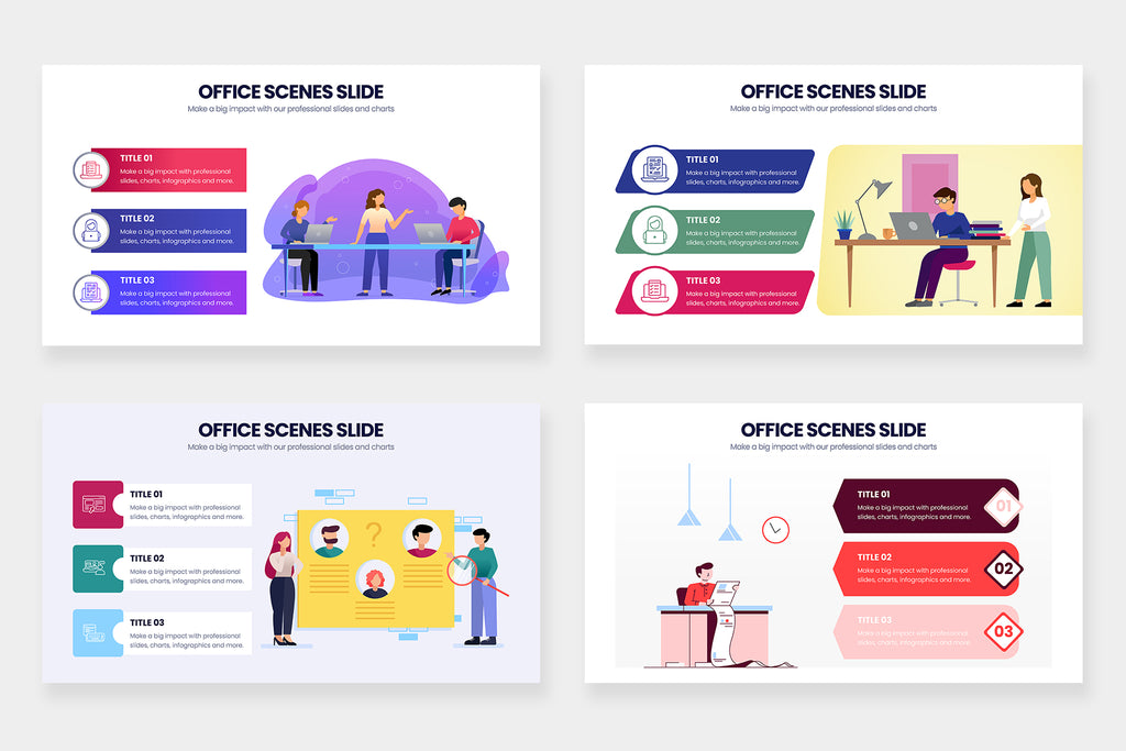 Office Scene Infographics for PowerPoint, Keynote, Google Slides and Illustrator