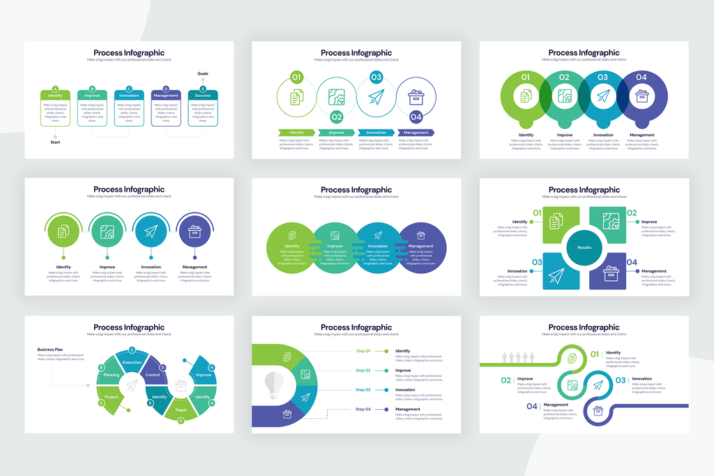Process Infographic Templates for Illustrator, Powerpoint, Keynote and Google Slides