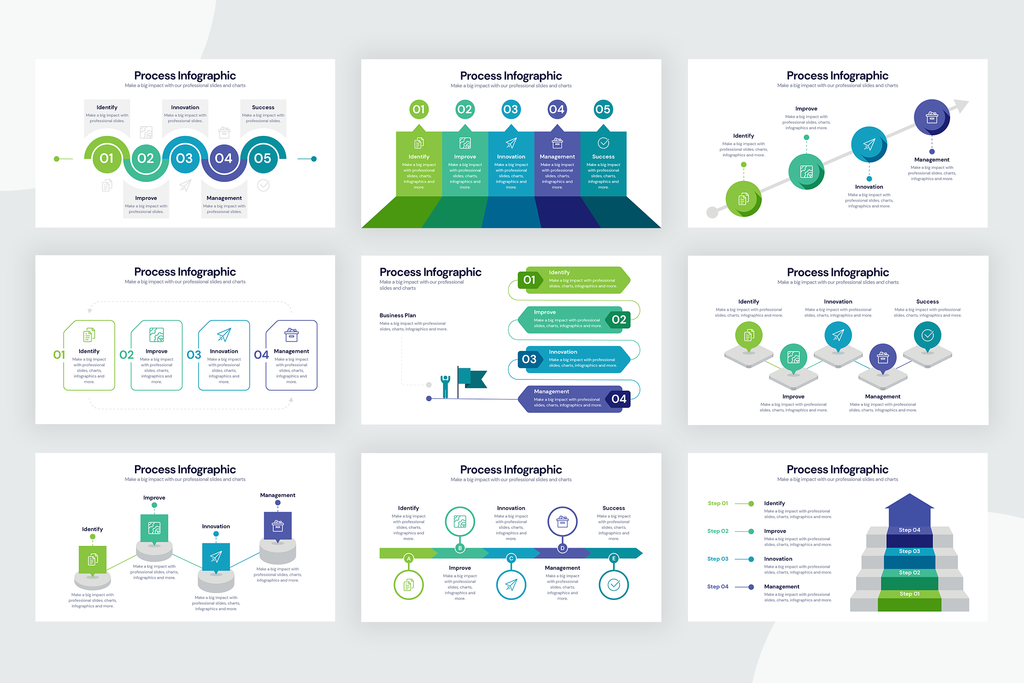 Process Infographic Templates for Illustrator, Powerpoint, Keynote and Google Slides