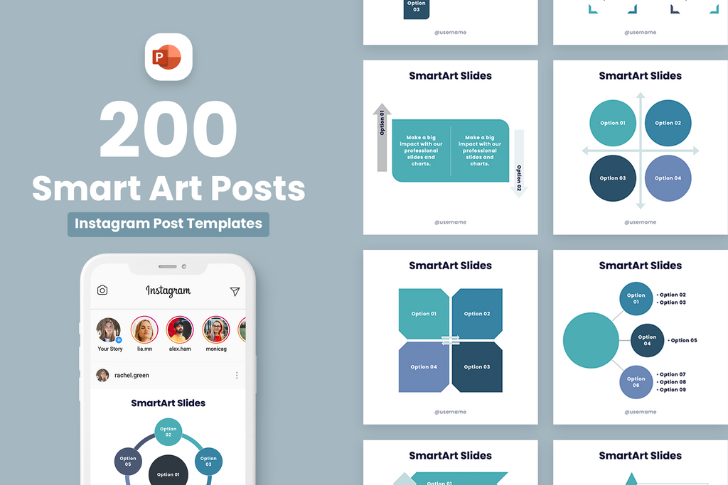 Square Smart Art Posts for PowerPoint