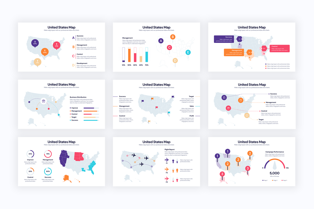 United States Maps for PowerPoint, Keynote, Google Slides and Illustrator