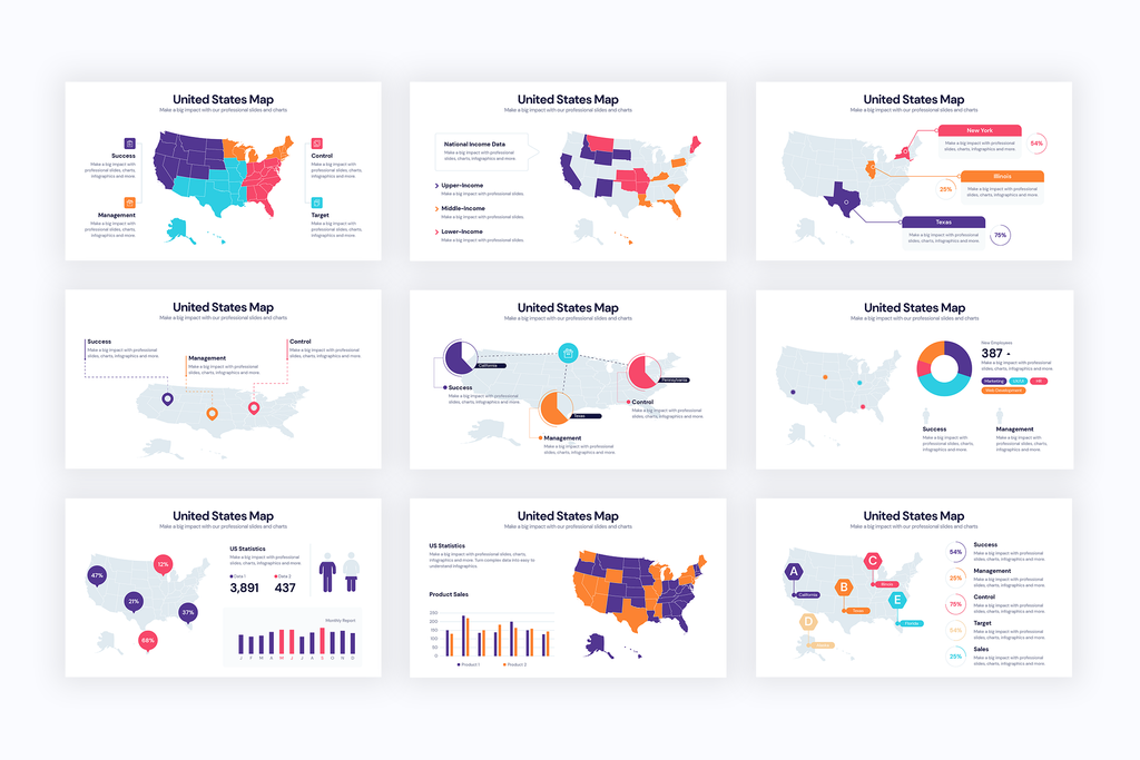 United States Maps for PowerPoint, Keynote, Google Slides and Illustrator